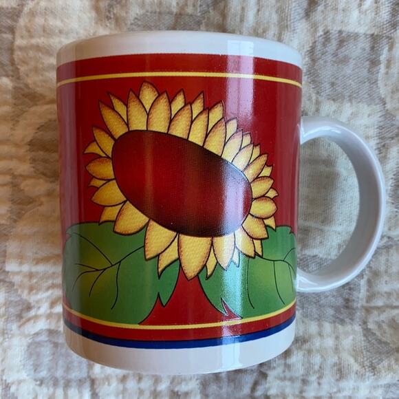 Sunflower on Bright Red Coffee Mug by EHI - Picture 1 of 6